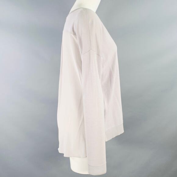MARGARET OLEARY Size M Cotton Silk Long Sleeve Scoop Neck Casual Top - Picture 2 of 2